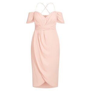 NWT City Chic Women Plus Size 24 Ballet Pink Entwine Off Shoulder Maxi Dress NEW